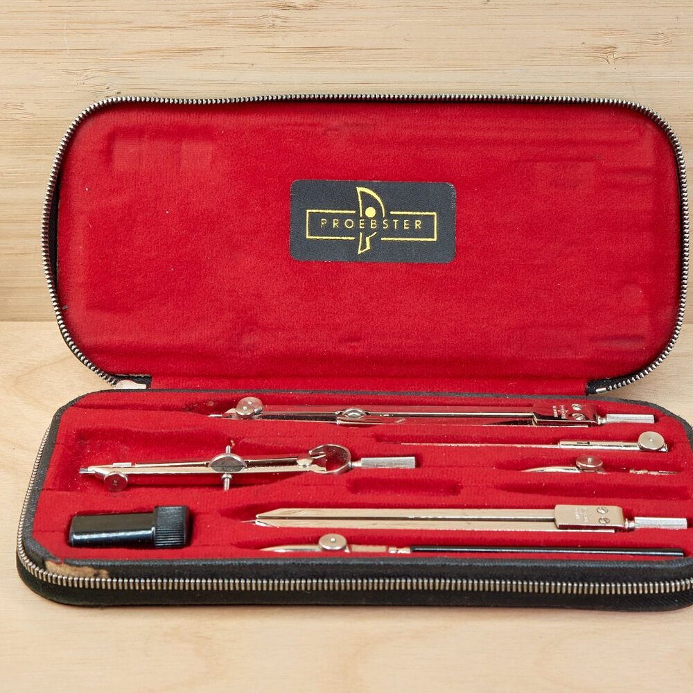 Vintage Proebster Germany Technical Drawing Set Compass Drafting